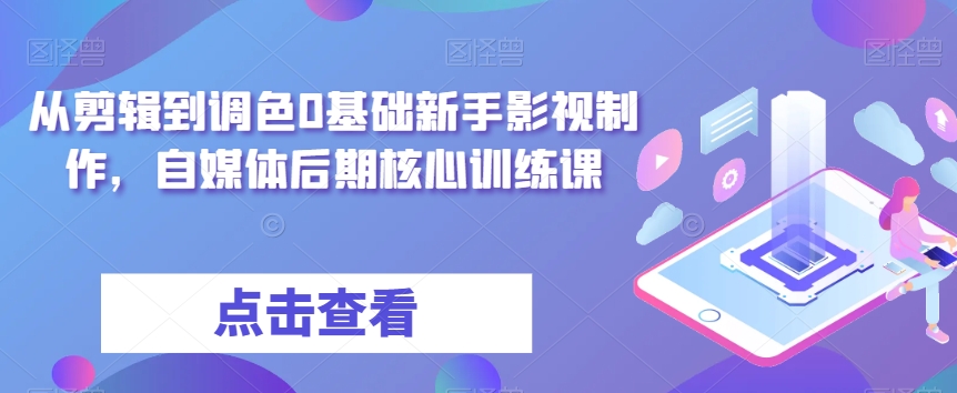 从剪辑到调色0基础新手影视制作,自媒体后期核心训练课-优品网赚资源库