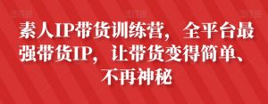 素人IP带货训练营，全平台最强带货IP，让带货变得简单、不再神秘-优品网赚资源库