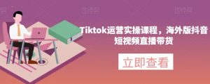 Tiktok运营实操课程，海外版抖音短视频直播带货-优品网赚资源库