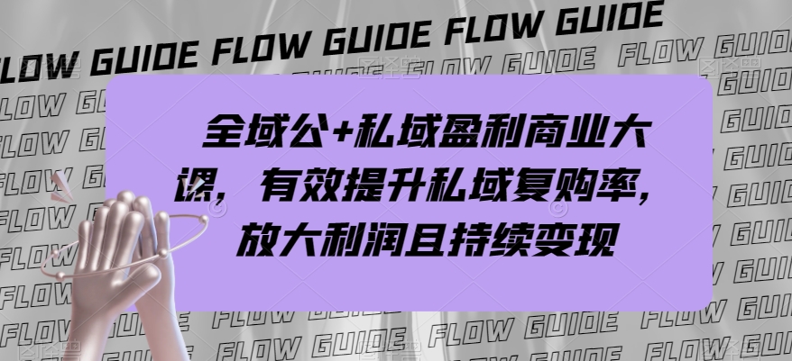 全域公+私域盈利商业大课,有效提升私域复购率,放大利润且持续变现-优品网赚资源库