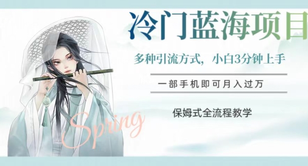 冷门蓝海项目，操作简单，小白3分钟上手，多种引流方式，保姆式全流程教学【揭秘】-优品网赚资源库