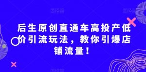 后生原创直通车高投产低价引流玩法，教你引爆店铺流量！-优品网赚资源库