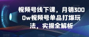 视频号线下课,月销3000w视频号单品打爆玩法,实操全解析-优品网赚资源库