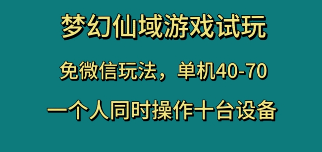 梦幻仙域游戏试玩,免微信玩法,单机40-70,一个人同时操作十台设备【揭秘】-优品网赚资源库