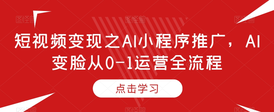 短视频变现之AI小程序推广,AI变脸从0-1运营全流程-优品网赚资源库