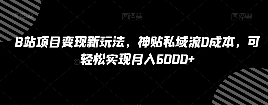 B站项目变现新玩法，神贴私域流0成本，可轻松实现月入6000+【揭秘】-优品网赚资源库