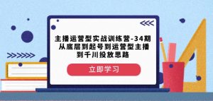 主播运营型实战训练营-第34期从底层到起号到运营型主播到千川投放思路-优品网赚资源库