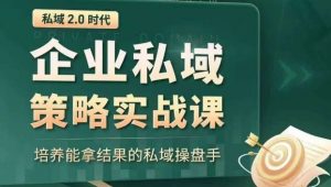 私域2.0时代:企业私域策略实战课,培养能拿结果的私域操盘手-优品网赚资源库