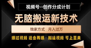 视频号无脑搬运新技术，破原创壕流量，独家方式，爆过视频，还会再爆【揭秘】-优品网赚资源库