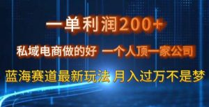 一单利润200私域电商做的好，一个人顶一家公司蓝海赛道最新玩法【揭秘】-优品网赚资源库