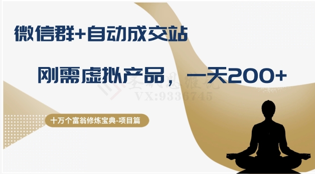 十万个富翁修炼宝典之8.微信群+自动成交站,刚需虚拟产品,一天200+-优品网赚资源库