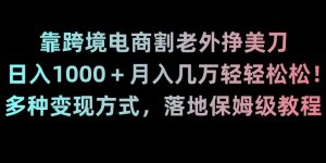 靠跨境电商割老外挣美刀，日入1000＋月入几万轻轻松松！多种变现方式，落地保姆级教程【揭秘】-优品网赚资源库