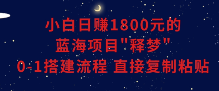 小白能日赚1800元的蓝海项目”释梦”0-1搭建流程可直接复制粘贴长期做【揭秘】-优品网赚资源库