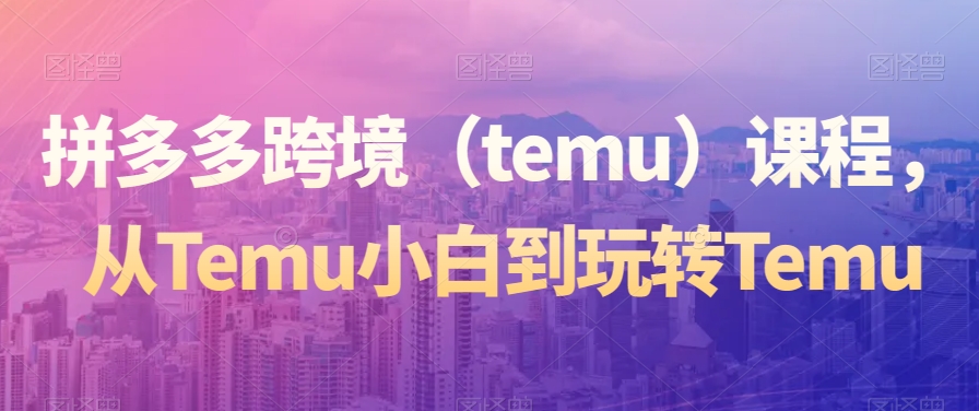 拼多多跨境(temu)课程,从Temu小白到玩转Temu-优品网赚资源库