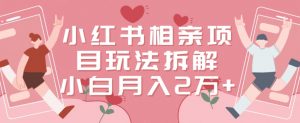 小红书相亲项目玩法拆解,有人通过这个副业项目做到了月收入2万多【揭秘】-优品网赚资源库