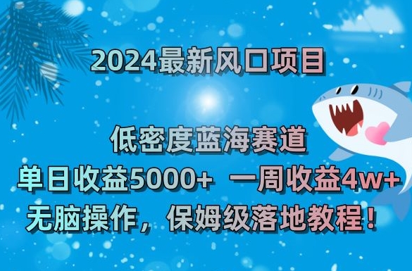 2024最新风口项目，低密度蓝海赛道，单日收益5000+，一周收益4w+！【揭秘】-优品网赚资源库