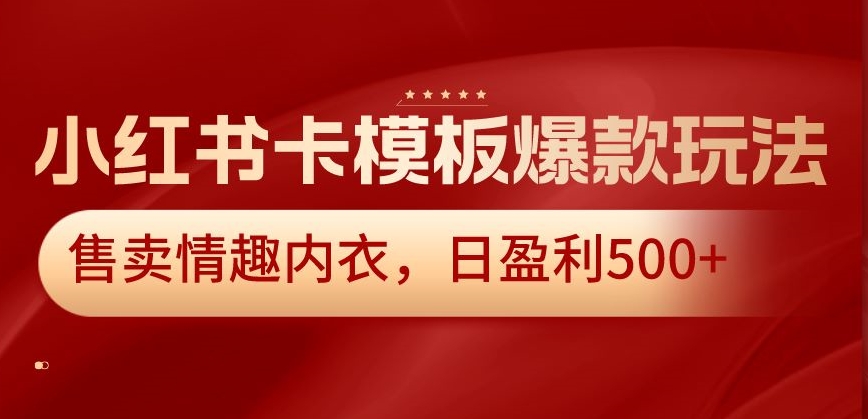 小红书卡模板爆款玩法，售卖情趣内衣，日盈利500+【揭秘】-优品网赚资源库