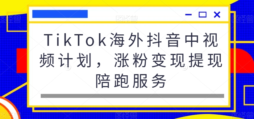 TikTok海外抖音中视频计划，涨粉变现提现陪跑服务-优品网赚资源库