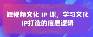 短视频文化IP课，学习文化IP打造的底层逻辑-优品网赚资源库