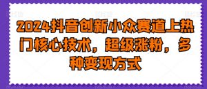 2024抖音创新小众赛道上热门核心技术，超级涨粉，多种变现方式【揭秘】-优品网赚资源库