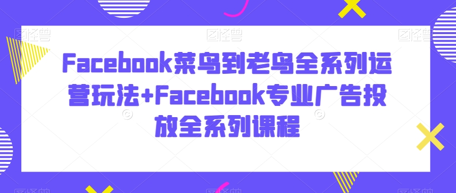 Facebook菜鸟到老鸟全系列运营玩法+Facebook专业广告投放全系列课程-优品网赚资源库