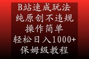 B站速成玩法，纯原创不违规，操作简单，轻松日入1000+，保姆级教程【揭秘】-优品网赚资源库