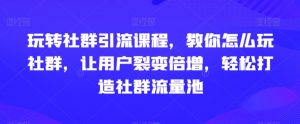 玩转社群引流课程，教你怎么玩社群，让用户裂变倍增，轻松打造社群流量池-优品网赚资源库