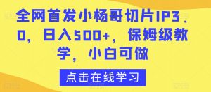 全网首发小杨哥切片IP3.0,日入500+,保姆级教学,小白可做【揭秘】-优品网赚资源库