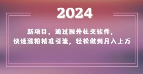 2024新项目,通过国外社交软件,快速涨粉精准引流,轻松做到月入上万【揭秘】-优品网赚资源库