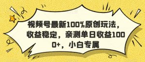 视频号最新100%原创玩法,收益稳定,亲测单日收益1000+,小白专属【揭秘】-优品网赚资源库