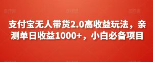 支付宝无人带货2.0高收益玩法，亲测单日收益1000+，小白必备项目【揭秘】-优品网赚资源库