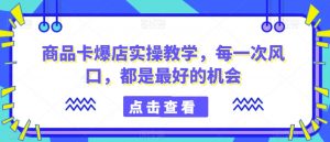 商品卡爆店实操教学，每一次风口，都是最好的机会-优品网赚资源库