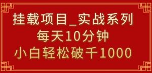 挂载项目，小白轻松破1000，每天10分钟，实战系列保姆级教程【揭秘】-优品网赚资源库