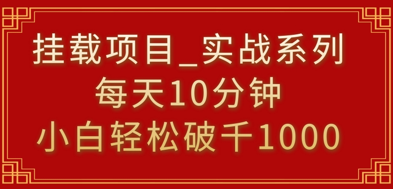 挂载项目,小白轻松破1000,每天10分钟,实战系列保姆级教程【揭秘】-优品网赚资源库