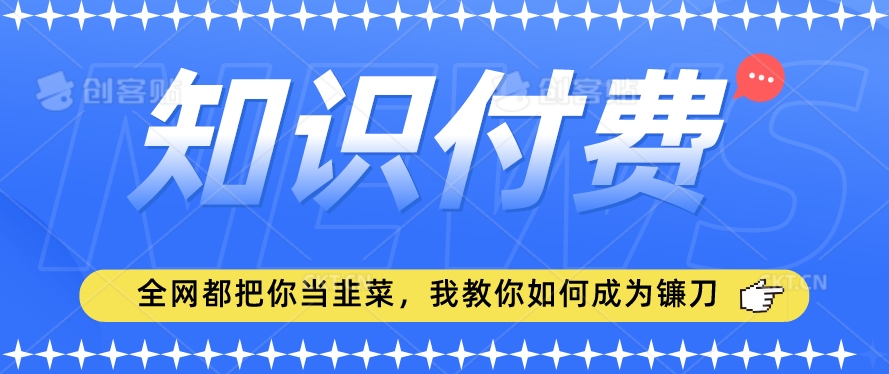 2024最新知识付费项目，小白也能轻松入局，全网都在教你做项目，我教你做镰刀【揭秘】-优品网赚资源库