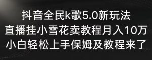 抖音全民k歌5.0新玩法，直播挂小雪花卖教程月入10万，小白轻松上手，保姆及教程来了【揭秘】-优品网赚资源库