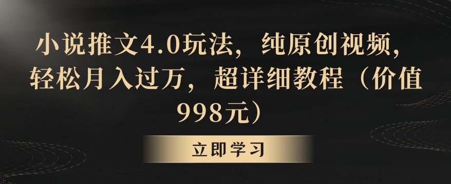 小说推文4.0玩法，纯原创视频，轻松月入过万，超详细教程（价值998元）【揭秘】-优品网赚资源库