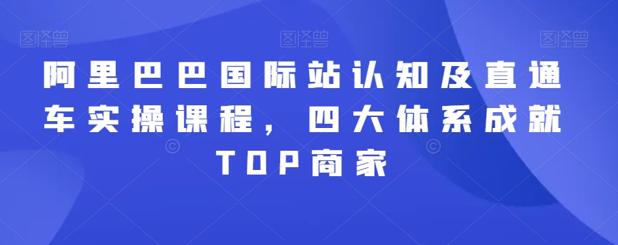 阿里巴巴国际站认知及直通车实操课程,四大体系成就TOP商家-优品网赚资源库