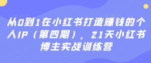 从0到1在小红书打造赚钱的个人IP（第四期），21天小红书博主实战训练营-优品网赚资源库