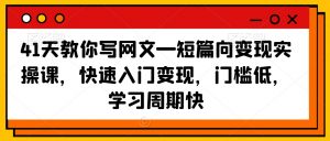 41天教你写网文—短篇向变现实操课,快速入门变现,门槛低,学习周期快-优品网赚资源库