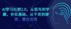 AI学习社群2.0，从菜鸟到学霸，夯实基础，从干货到硬货，重在应用-优品网赚资源库