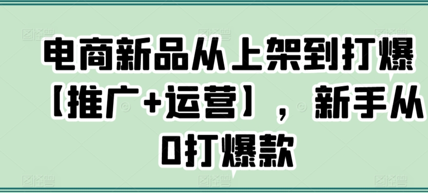 电商新品从上架到打爆【推广+运营】，新手从0打爆款-优品网赚资源库