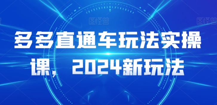 多多直通车玩法实操课，2024新玩法-优品网赚资源库