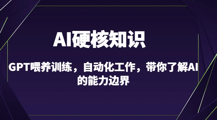 AI硬核知识-GPT喂养训练,自动化工作,带你了解AI的能力边界(10节课)-优品网赚资源库
