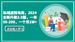 私域虚拟电商,2024全新升级3.0版,一单50-200,一个月1W+【揭秘】-优品网赚资源库