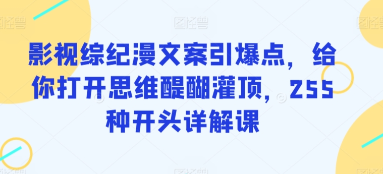 影视综纪漫文案引爆点,给你打开思维醍醐灌顶,255种开头详解课-优品网赚资源库
