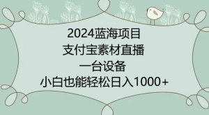 2024年蓝海项目，支付宝素材直播，无需出境，小白也能日入1000+ ，实操教程【揭秘】-优品网赚资源库