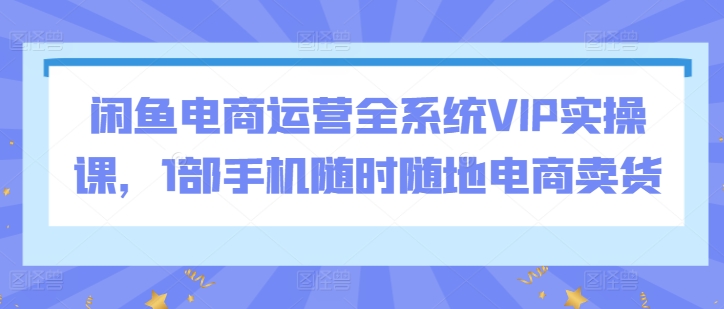 闲鱼电商运营全系统VIP实操课，1部手机随时随地电商卖货-优品网赚资源库