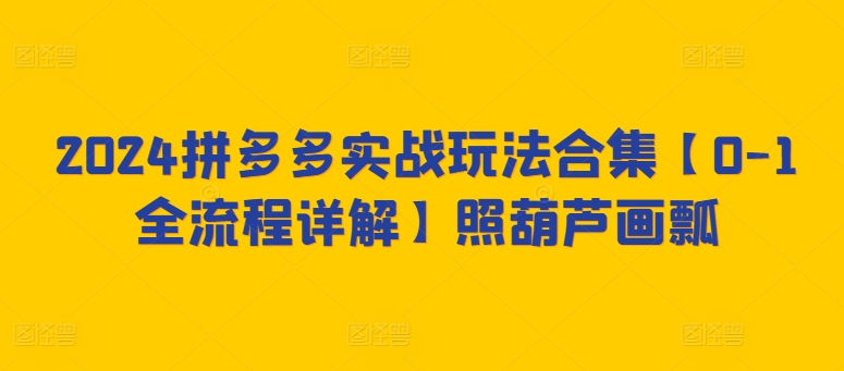 2024拼多多实战玩法合集【0-1全流程详解】照葫芦画瓢-优品网赚资源库