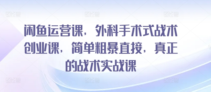 闲鱼运营课，外科手术式战术创业课，简单粗暴直接，真正的战术实战课-优品网赚资源库